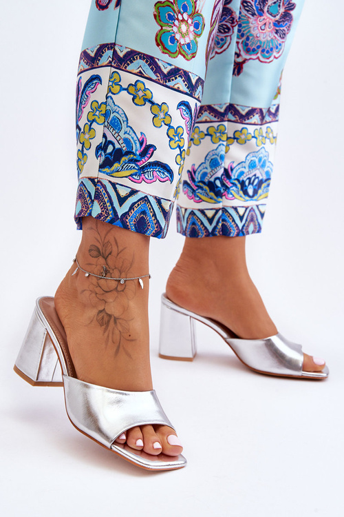 Women's Leather Classic Slippers Silver Loara