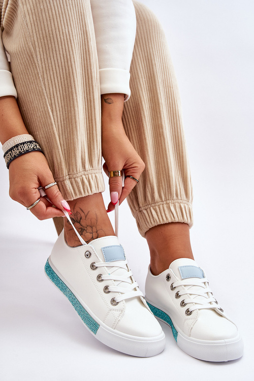 Trampki Niskie Damskie Dżety Biało-Niebieskie Demira