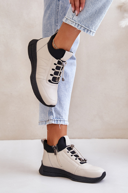 Damskie Buty Sportowe Skóra Naturalna Zamek Beżowe Artiker 55C0035