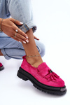 Women's Suede Loafers Moccasins Fuchsia Ramvli