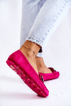 Women's suede loafers with decorations Fuchsia Janetta