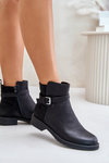 Insulated Ankle Boots On Flat Heel With Strap Black Sabamessa