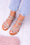 Silver Women's Zirconia Sandals by Ferragosto