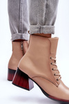Leather Heeled Boots Beige Luloshe