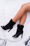 Women's Heeled Boots Elegant with Sequins Black Harley