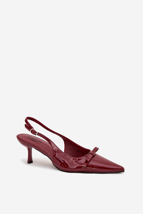 Patent leather pumps with heel with bow burgundy Olvena
