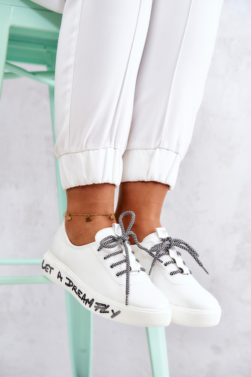 Women's Leather Sneakers On The Platform White Marien