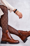 Lace-up boots on a flat heel caramel Grete
