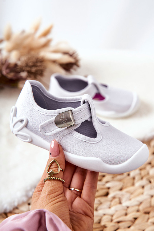 Papcie Baleriny Befado Błyszczące 115X001 Srebrne