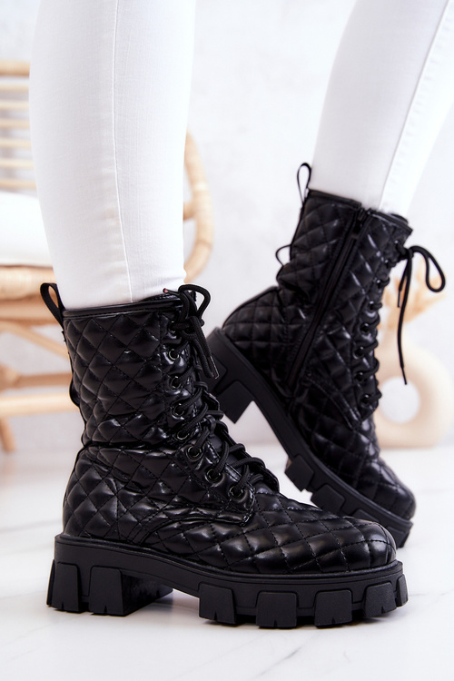 Botki Z Nerką Pikowane Czarne Maureen