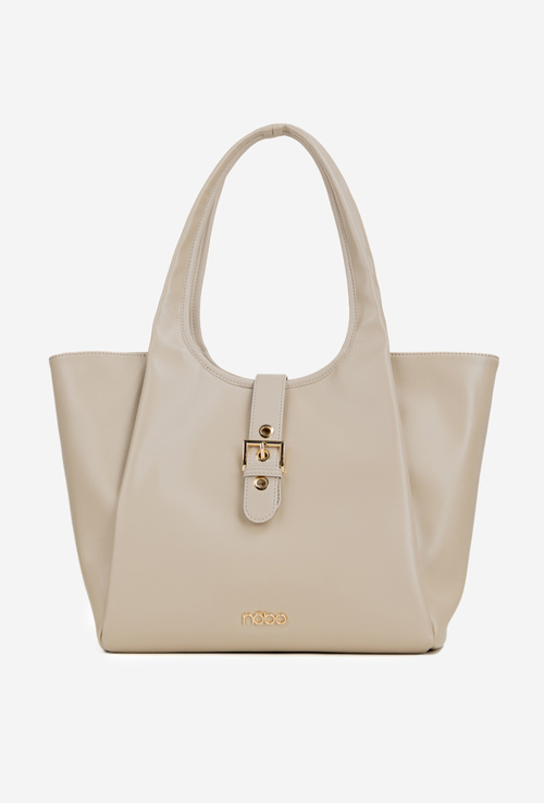 Damska Torebka Shopperka Klamra Jasnobeżowa NOBO BAG6010-015