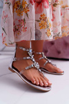 Women's Silver Sandals with Ywena Crystals