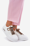 Women's sneakers on a chunky platform with decorative lacing white Zidora