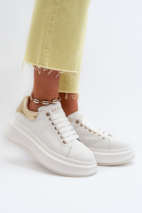 Sneakersy Damskie Skóra Naturalna Białe GOE NN2N4031