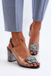 Transparent sandals on a stiletto with decorations S.Barski MR38-356 Black