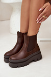 Insulated women's ankle boots on platform chocolate Ismira