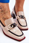 Comfortable Low Heel Pumps Beige Valenti
