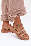 Women's Eco Leather Sandals With Buckles Khaki Jeneliena