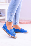 Lu Boo Women's Ballerina Ballerinas Navy Blue Espadrilles in Macarena Flowers