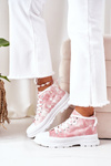 High Sneakers On A Chunky Sole Pink With Tie-Dye Effect Trissy