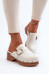 Women's White Buckle Clogs Seprilla