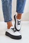 Damskie Buty Sportowe Platforma Skóra Naturalna 41470 Vinceza Białe
