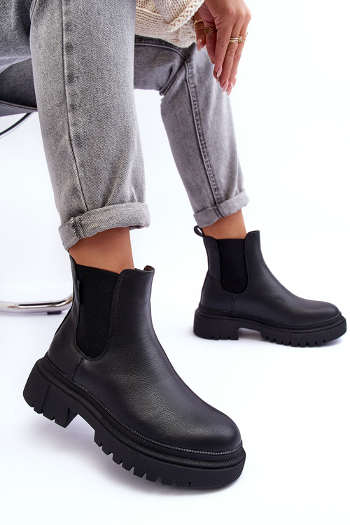 Leather Ankle Boots with Insulated Big Star MM274619 Black