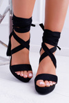 Women's Stiletto Platform Tied Sandals Black LaFiesta