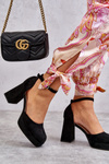 Suede Chunky Heels Platform Pumps Black Diame