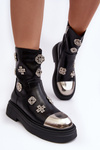 Leather-lined Insulated Boots With Decorations D&A MR870-14A Black