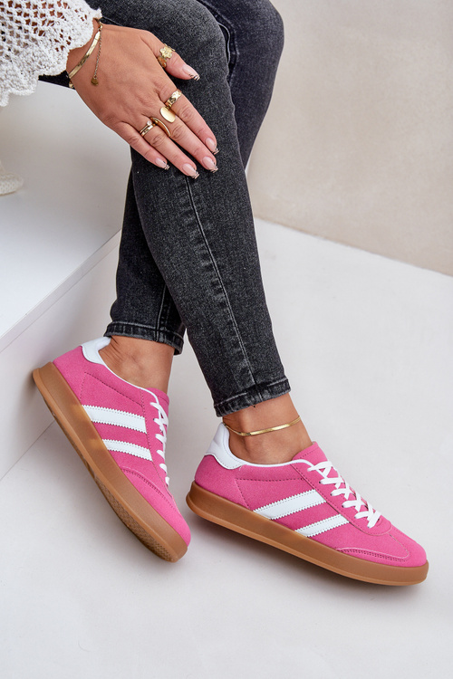 Damskie Niskie Sneakersy Fuksja Ennorwen