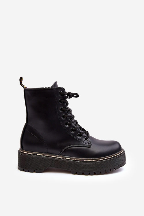 Women's Lace-up Trapper Boots Black Maddis