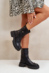 Women's Eco Leather Ankle Boots With Zipper And Decorative Details Black Reritha
