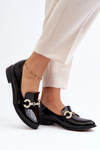 Zazoo 2880 Women's Patent Loafers With Decoration Black