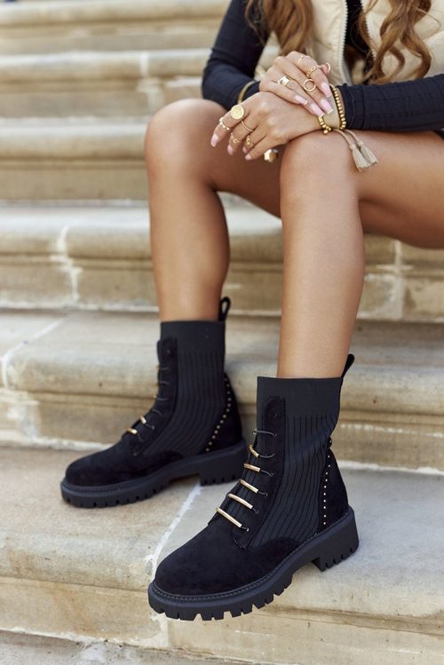 Women's Flat Boots Workers Slip-on Black Maxine