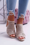 Women's Peep Toe Sandals Beige Olenia