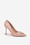 Patent Leather Heels with Gold Detail Beige Paivelle