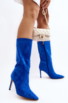 Women's Blue Knee-High Stiletto Boots Odetteia
