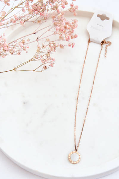 Women's Chain Necklace With White Circle Rose Gold