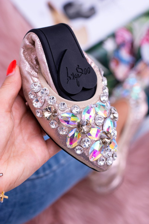 Lu Boo Gold Ballerinas on Eraser Stones Even