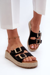 Women's black sandals with braided eco suede Zaloemi