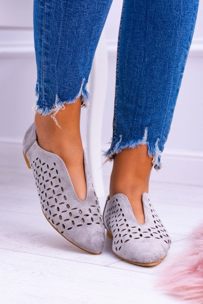 Lu Boo Grey Suede Women's Slip-on Half Shoes Synthia