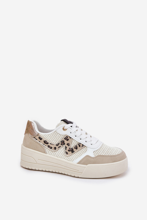 Ladies Sports Shoes On Platform Leopard Beige Lorori