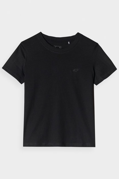 Gładki T-Shirt Damski Regular 4F 4FWAW24TTSHF1650-20S Czarny