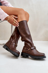 Warm Women’s Boots with Zipper Eco Leather Brown Tialethe