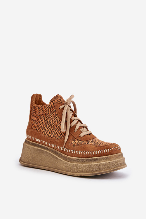 Leather Ankle Boots On Platform And Wedge Maciejka Brown 06759-29