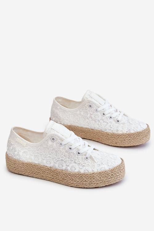 Women's Big Star Braided Platform Sneakers LL274199 White