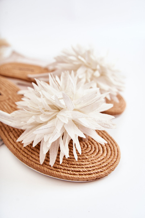 Women's Flip-flops With Fabric Ornament White Eviana