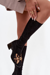 Women's Block Heel Boots with Decorative Bow D&A JC52-828 Black