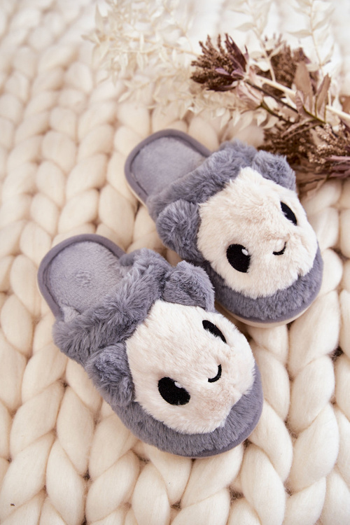 Papcie Dziecięce Futrzane Wsuwane Szare Alize